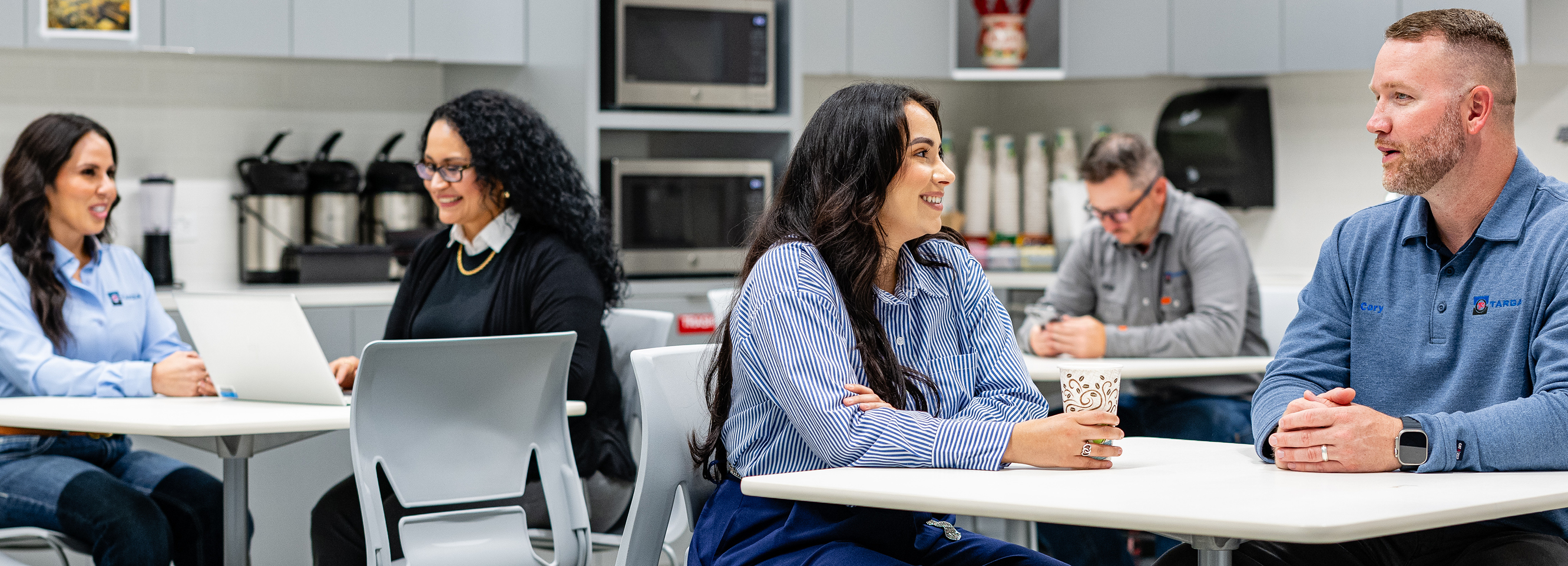 Employees in the break room