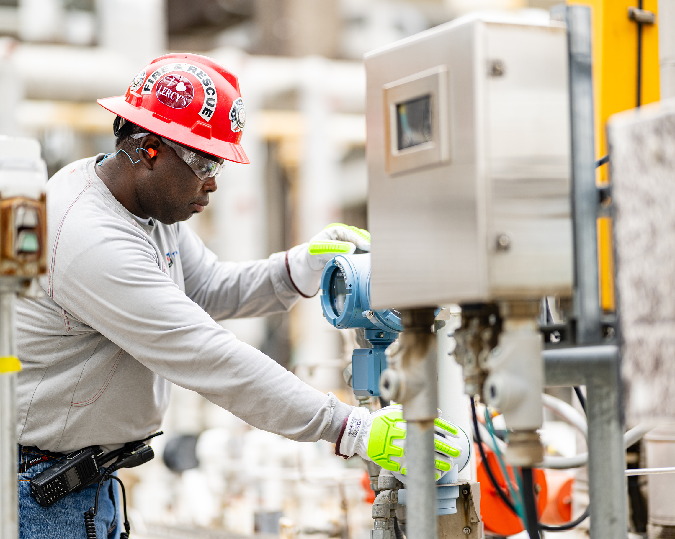 Employee using machine